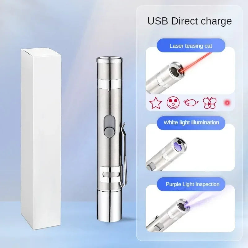 USB Rechargeable Infrared Laser Cat Toy – Interactive Multifunctional Pet Stick