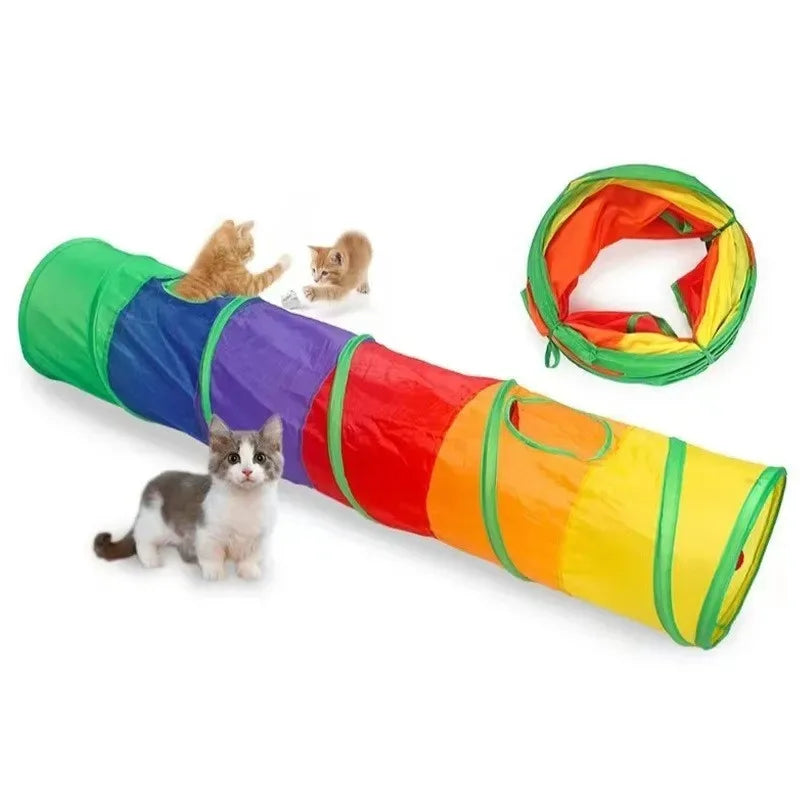 Rainbow Cat Tunnel - Collapsible Play Tube for Cats & Puppies