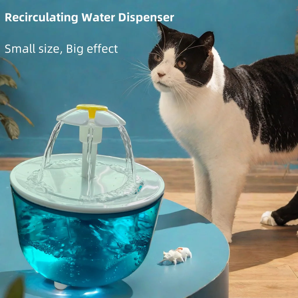 Cat Flower Water Dispenser - USB Silent Recirculating Pet Fountain