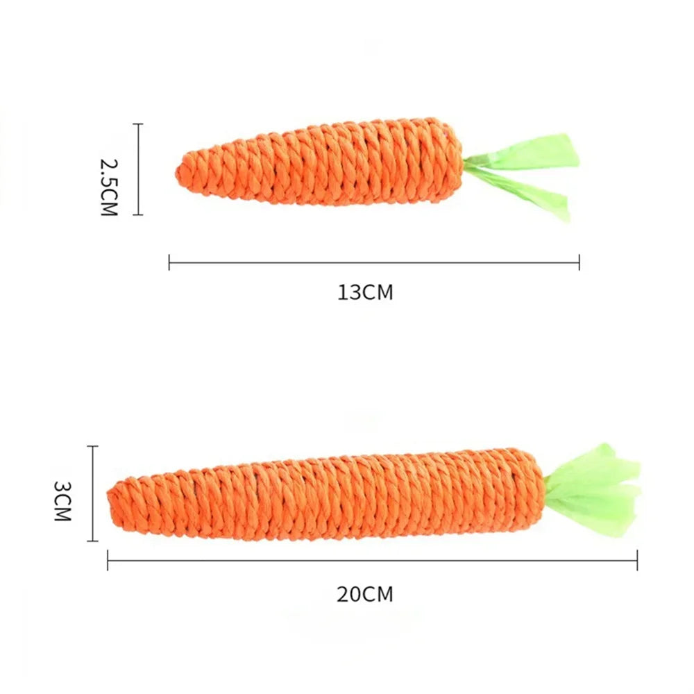 Cat Toys Simulation Carrot Squeaky Sisal Teeth Grinding Interactive Chew Toy