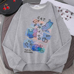 Load image into Gallery viewer, Fun Mischievous Cat Print Hoodie - Loose Comfortable Fleece Pullover
