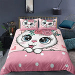 Load image into Gallery viewer, 3PCS Cartoon Cat Bedding Set - Cute Printed Duvet Cover &amp; Pillows
