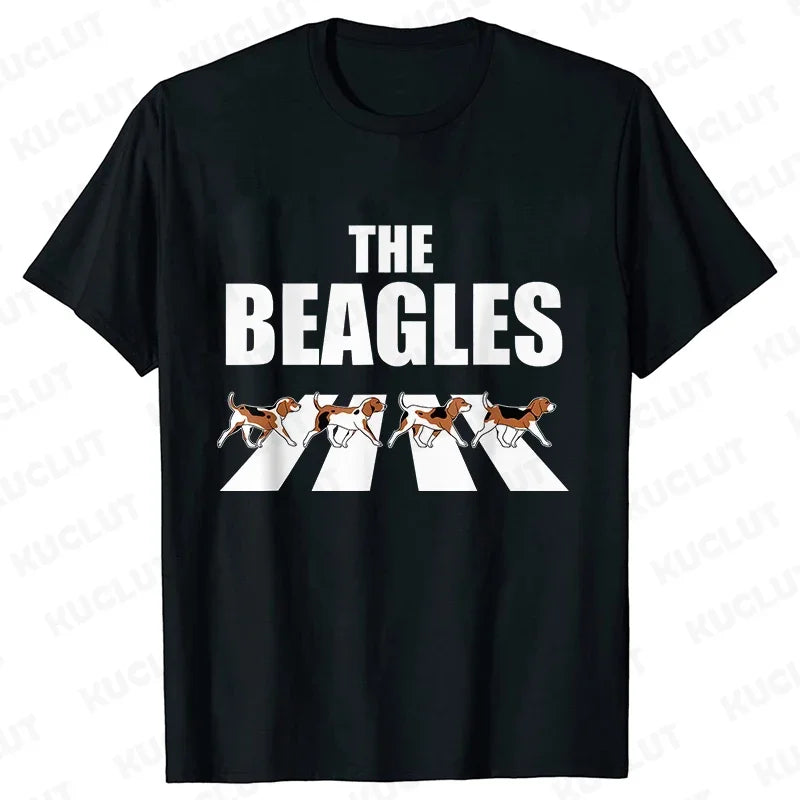 Men Women Classic Beagle T-Shirt - Crazy Beagle Dog Round Neck Tee