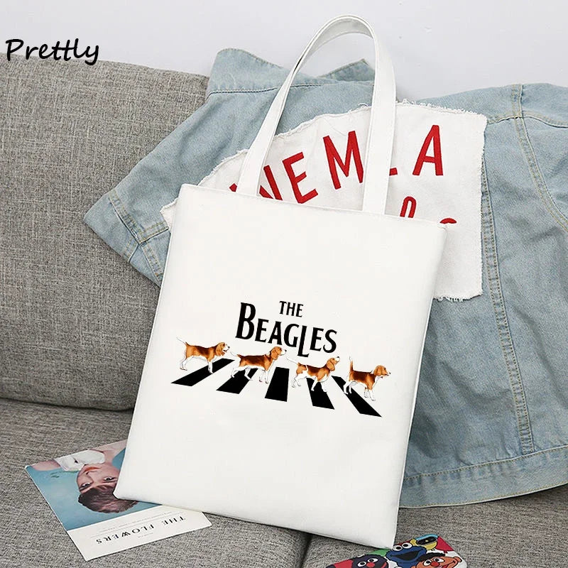The Beagles Dog Band Canvas Tote Bag - Funny Beagle Lovers Handbag