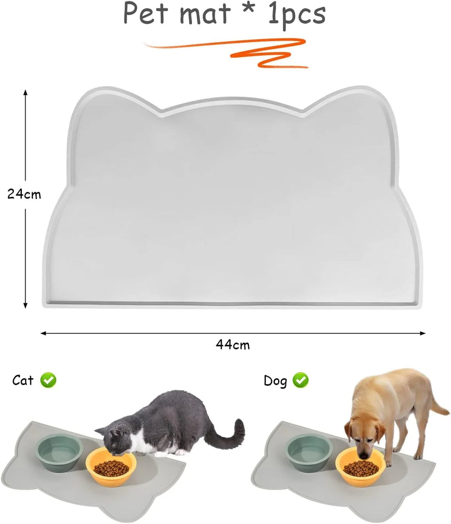 Silicone Non-Stick Pet Feeding Mat & Bowl – Waterproof Tray for Dogs & Cats