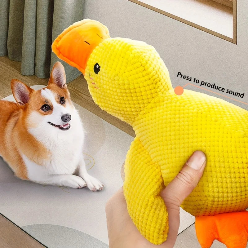 Large Duck-Shaped Squeaky Plush Toy for Dogs – Durable Teeth Cleaning Chew Toy
