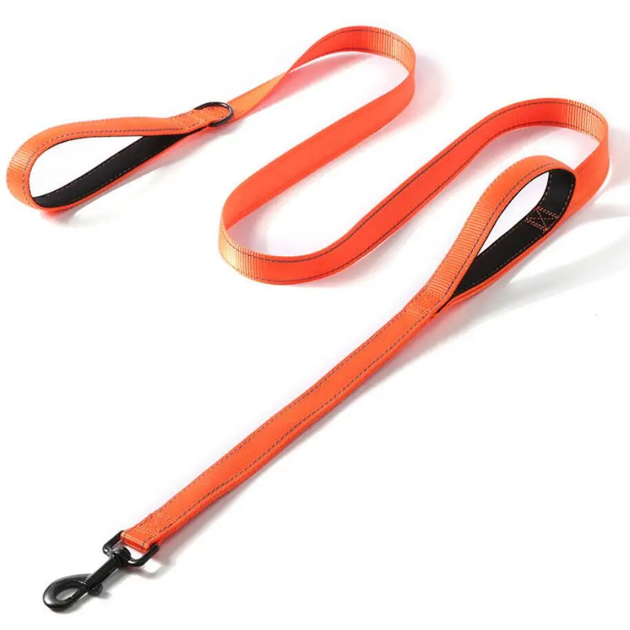 Heavy Duty Reflective Dog Leash – Padded Double Handle for Training & Control