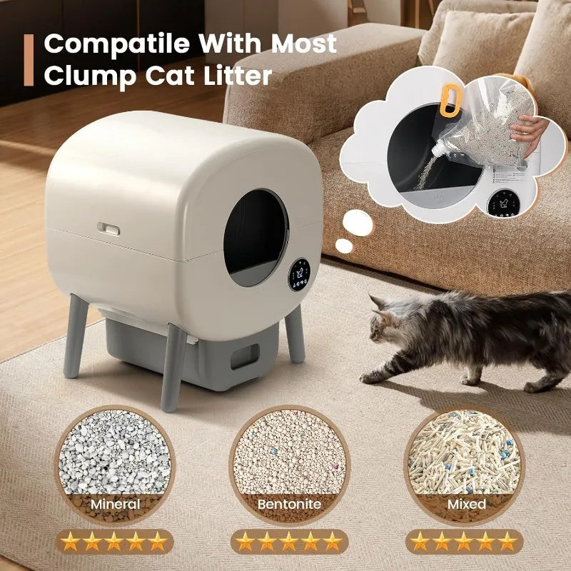 XL Self-Cleaning Litter Box - App Control, Odor-Free Multi-Cat