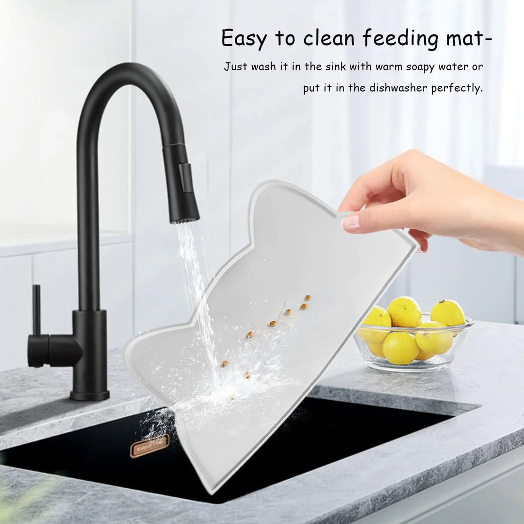 Silicone Non-Stick Pet Feeding Mat & Bowl – Waterproof Tray for Dogs & Cats