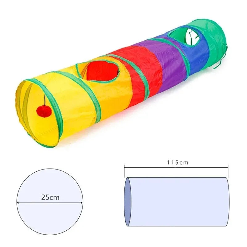 Rainbow Cat Tunnel - Collapsible Play Tube for Cats & Puppies