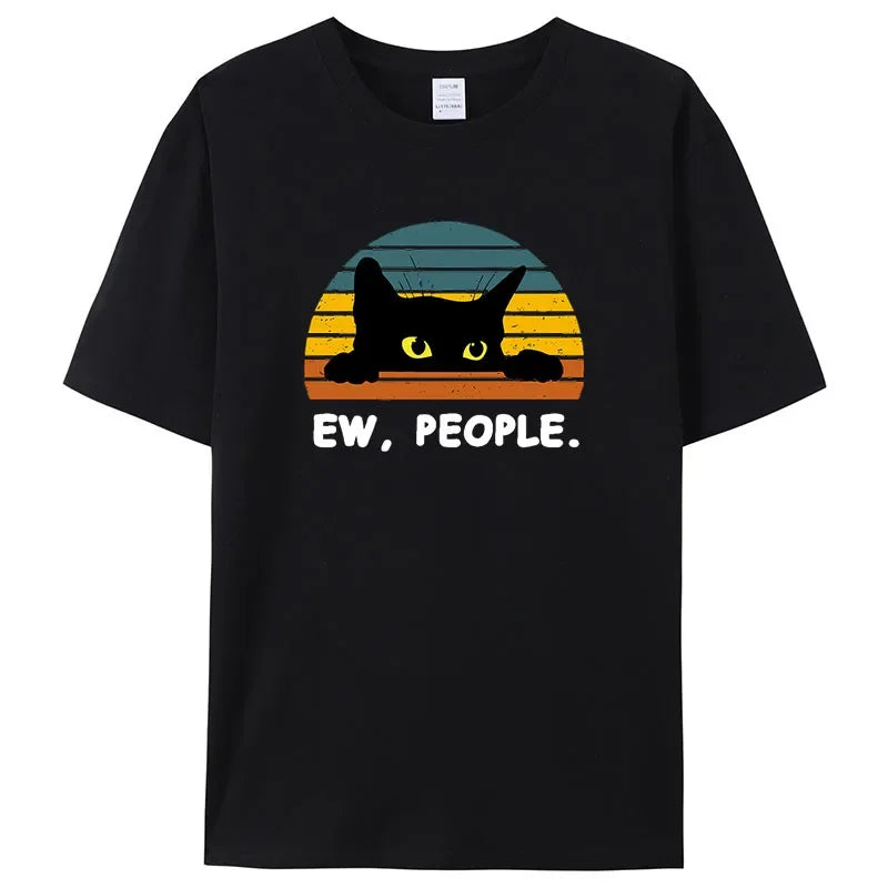 Cozy Cat Printed T-Shirt - High Quality Cotton Anime Tee Unisex