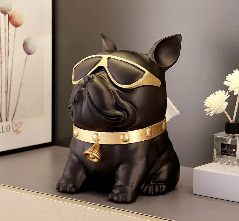 ERMAKOVA French Bulldog Tissue Box - Modern Luxury Dog Statue Ornament