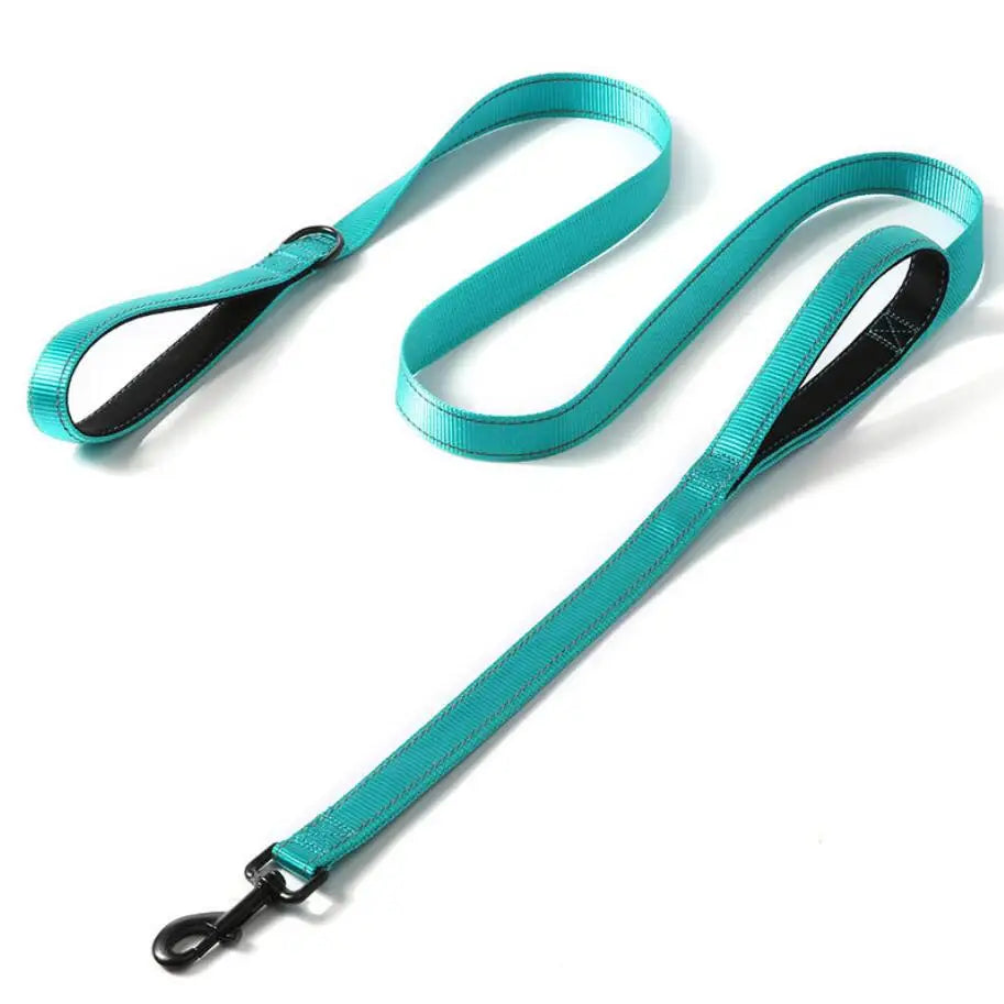Heavy Duty Reflective Dog Leash – Padded Double Handle for Training & Control