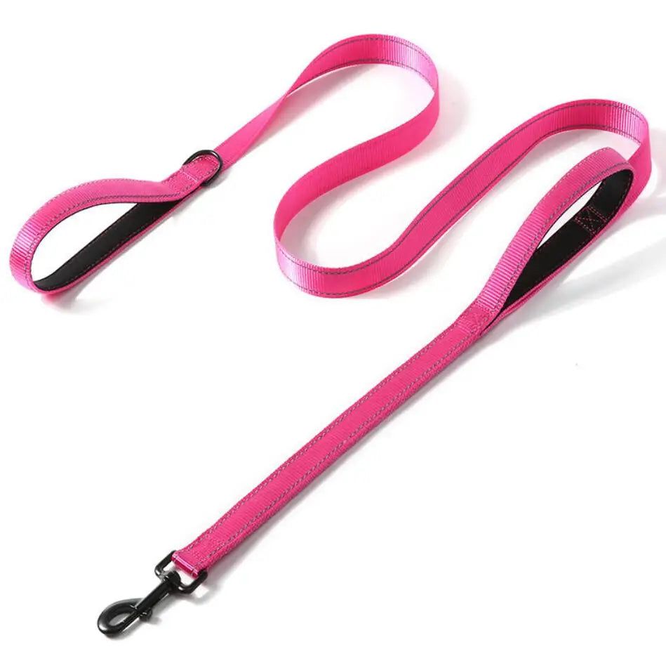Heavy Duty Reflective Dog Leash – Padded Double Handle for Training & Control