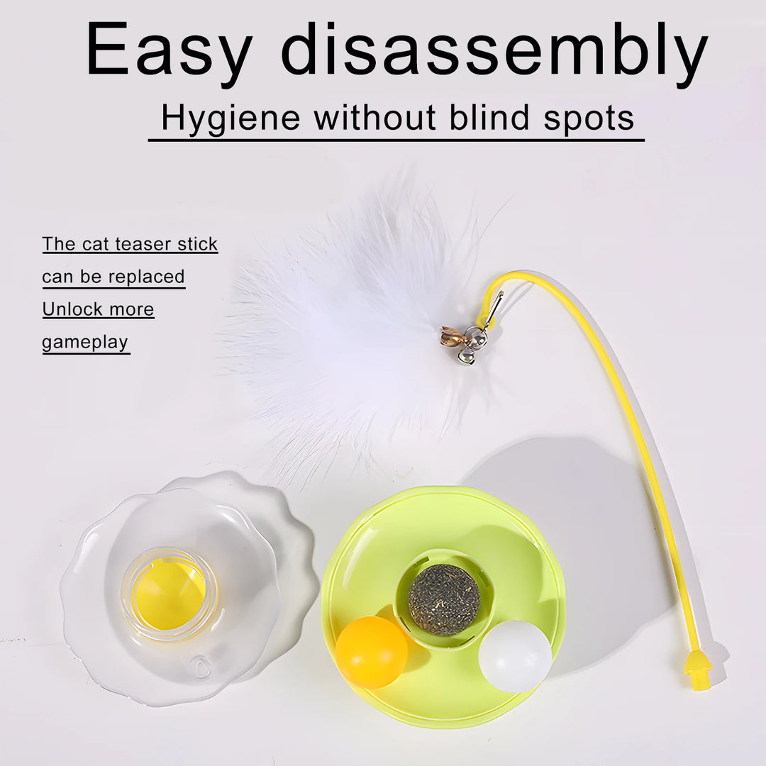 Tumbler Cat Toy - Interactive Turntable with Feather & Ball