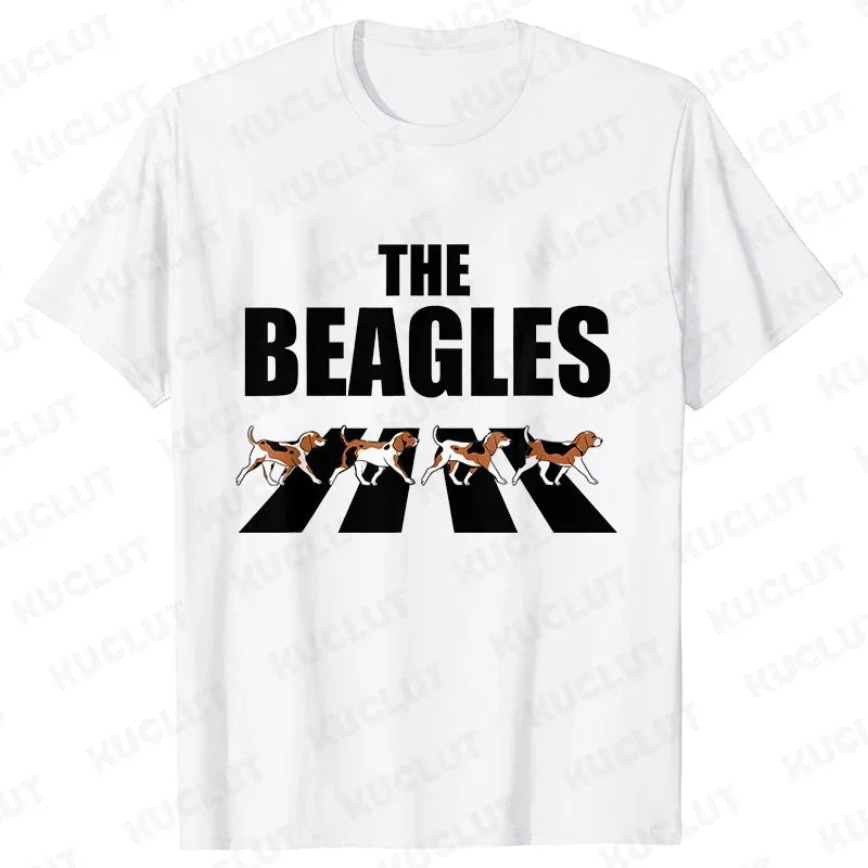 Men Women Classic Beagle T-Shirt - Crazy Beagle Dog Round Neck Tee