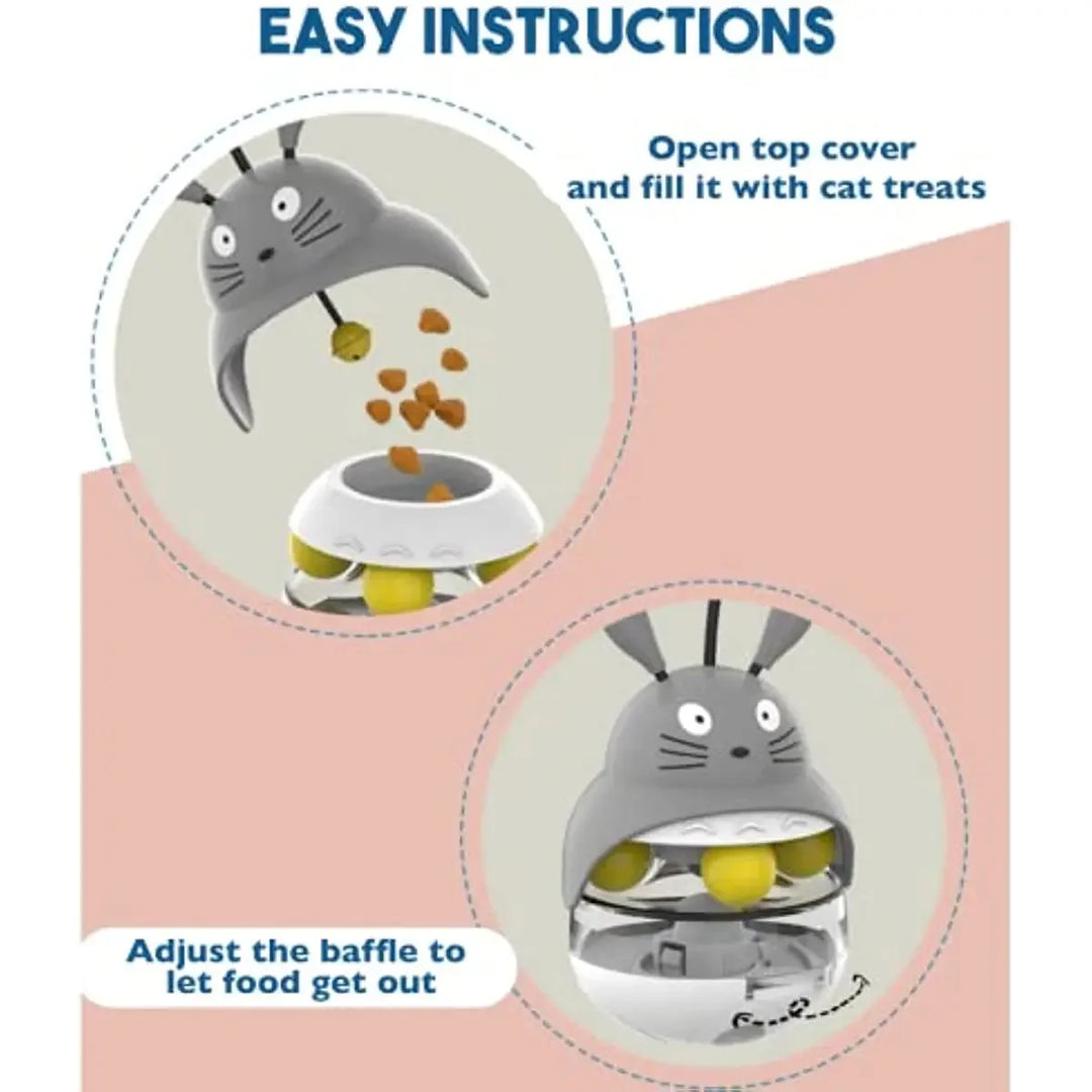 ATUBAN Interactive Cat Feeder - Treat Dispenser with Sounding Bell