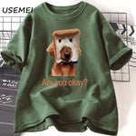 Load image into Gallery viewer, Funny Bread Dog Cat T-Shirt for Couples – Cotton Summer Graphic Tee for Men &amp; Women
