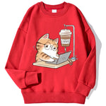 Load image into Gallery viewer, Work Cats Coffee Hoodie - Loose Comfortable Fleece Hoodie for Women Men
