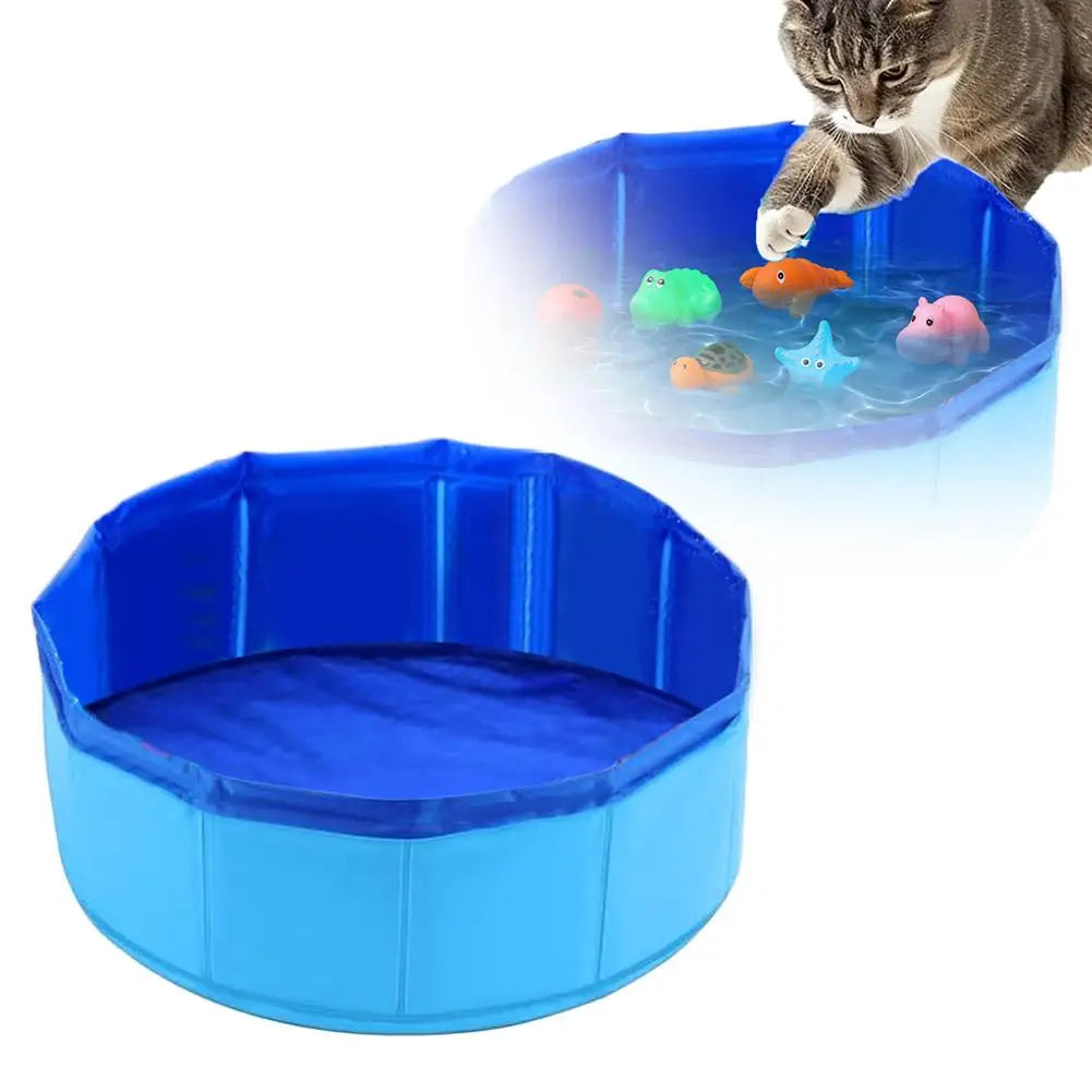 Foldable Dog & Cat Swimming Pool – Interactive Fish Toy & Water Basin