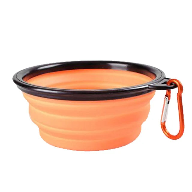 Collapsible Silicone Dog Food & Water Bowl – Portable Folding Pet Bowl with Carabiner