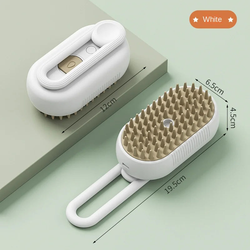 Electric 3-in-1 Steamy Dog & Cat Hair Brush for Grooming & Massage
