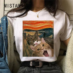 Load image into Gallery viewer, Cat Oil Painting T-Shirt - Women&#39;s Funny Graphic Tee Summer Top
