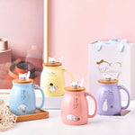 Load image into Gallery viewer, Kawaii Tea Cup - Cute Cat Ceramic Mug with Kitty Lid &amp; Spoon 16oz
