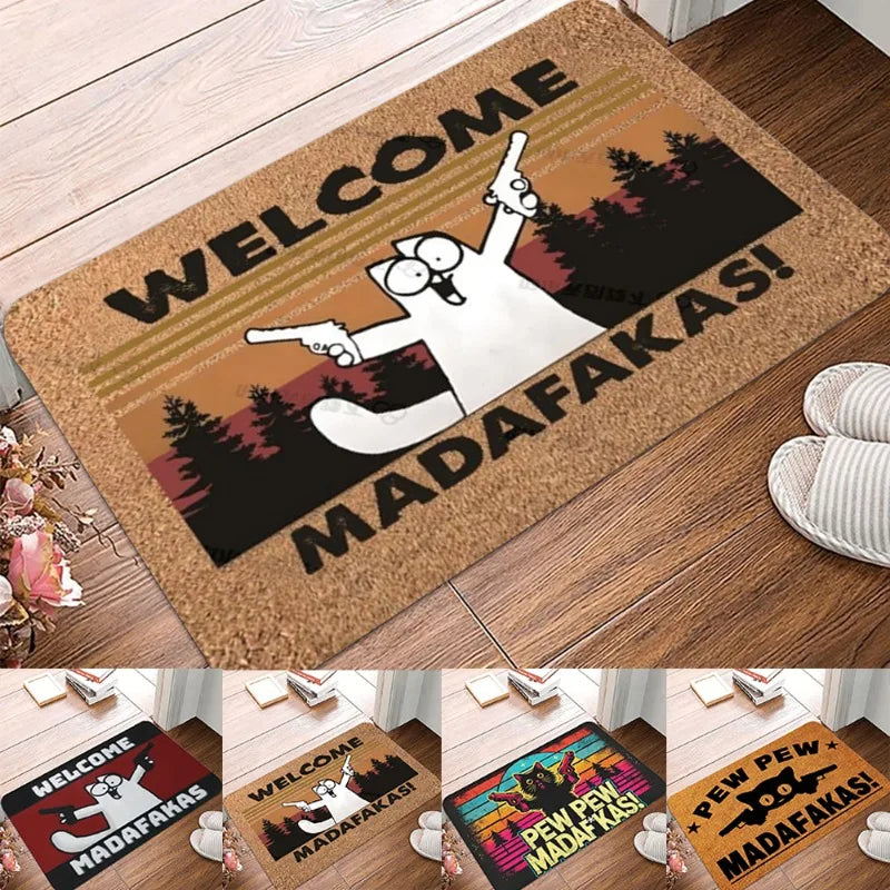 MADAFAKAS Cat Pattern Carpet - Non-Slip Outdoor Doormat Entrance Rug