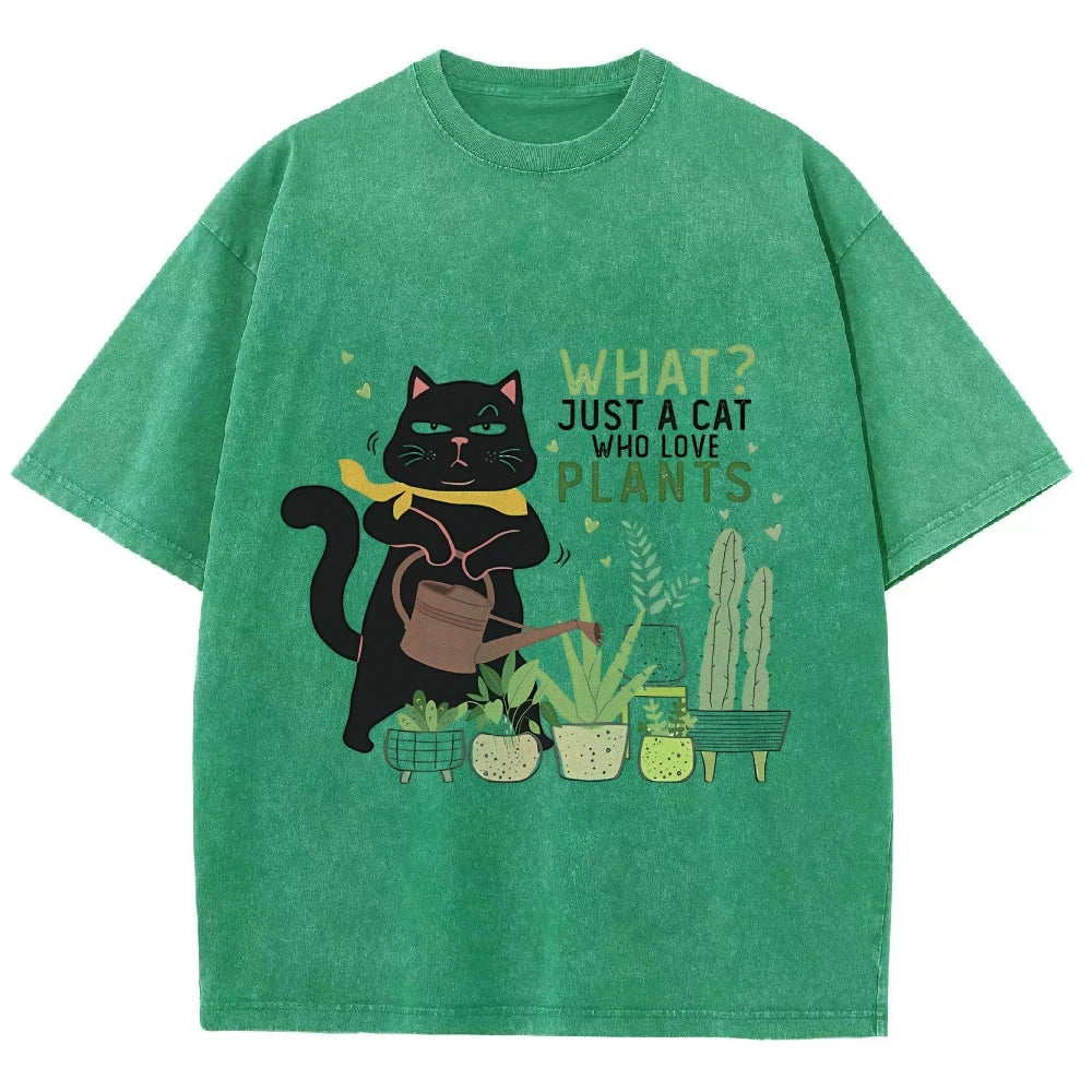 Fresh Flower Black Cat Print T-Shirt - Pure Cotton Unisex Summer Tee