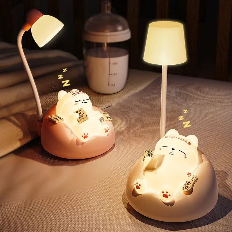 Cute Cat Night Light - Rechargeable Silicone Children's Sleeping Lamp