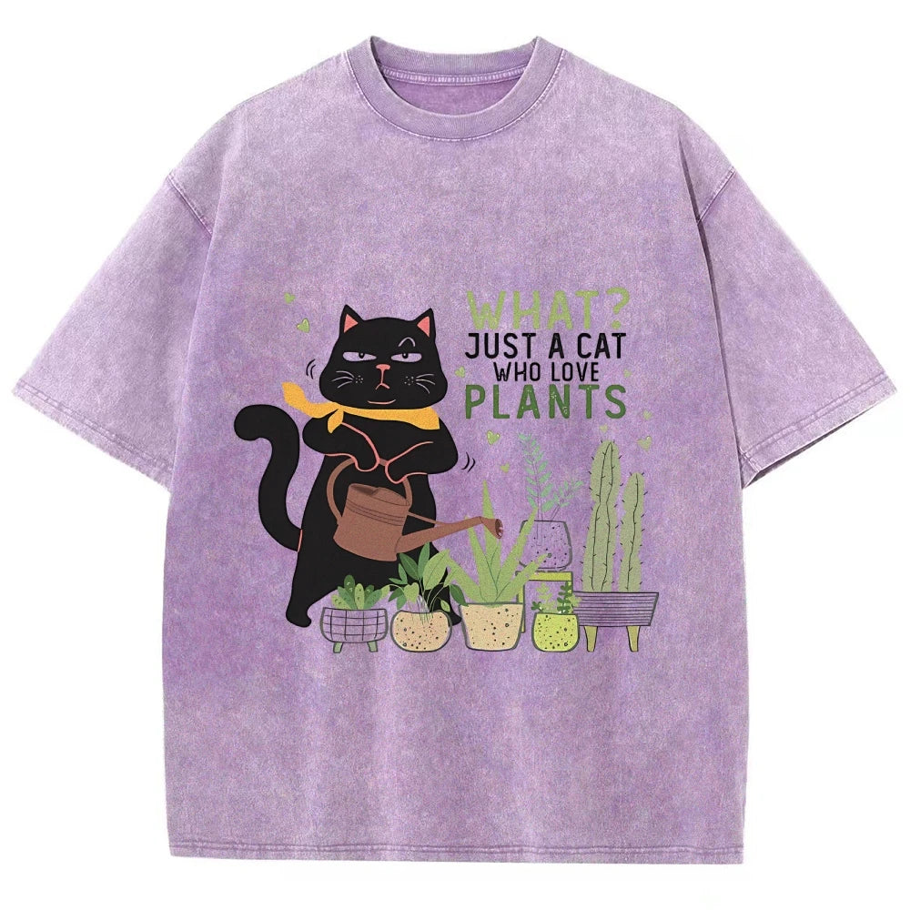 Fresh Flower Black Cat Print T-Shirt - Pure Cotton Unisex Summer Tee