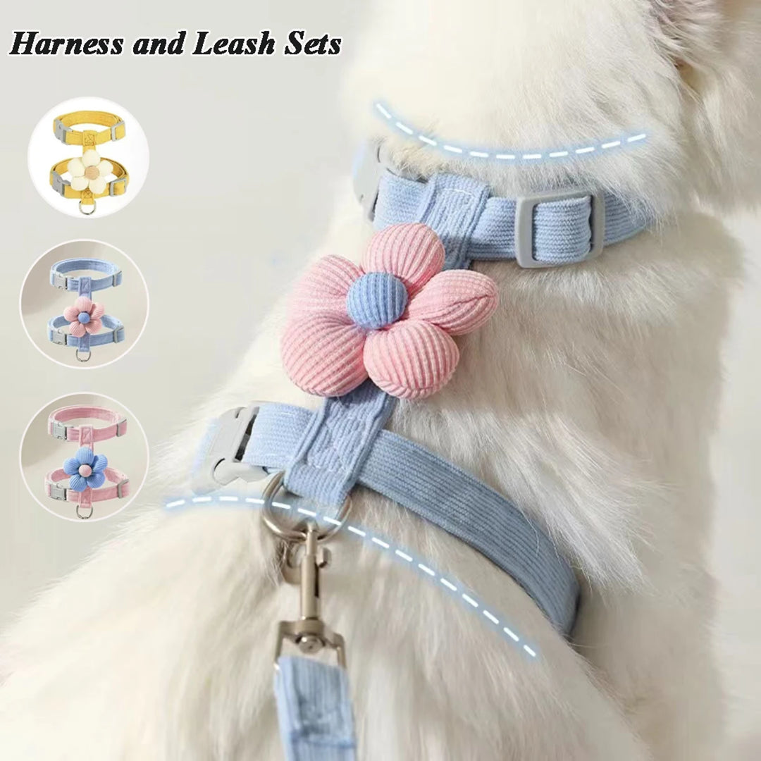 Cat& Dog Harness and Leash Set - Adjustable Breathable Pet Harness