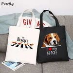 Load image into Gallery viewer, The Beagles Dog Band Canvas Tote Bag - Funny Beagle Lovers Handbag
