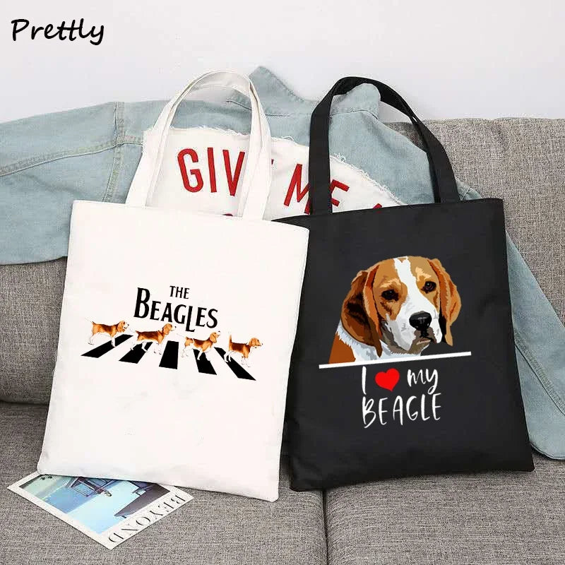 The Beagles Dog Band Canvas Tote Bag - Funny Beagle Lovers Handbag