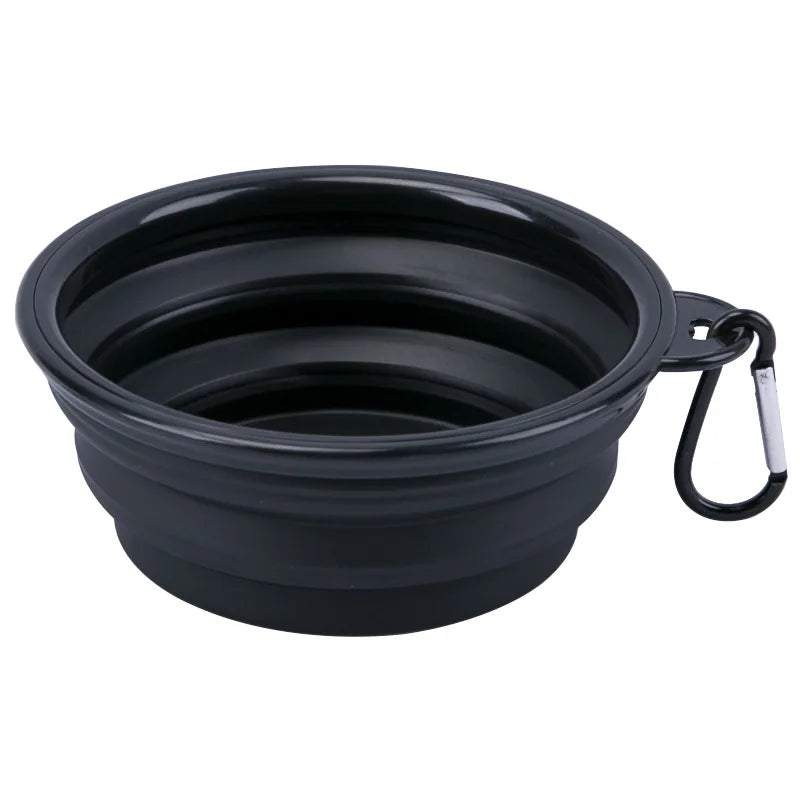 Collapsible Silicone Dog Food & Water Bowl – Portable Folding Pet Bowl with Carabiner