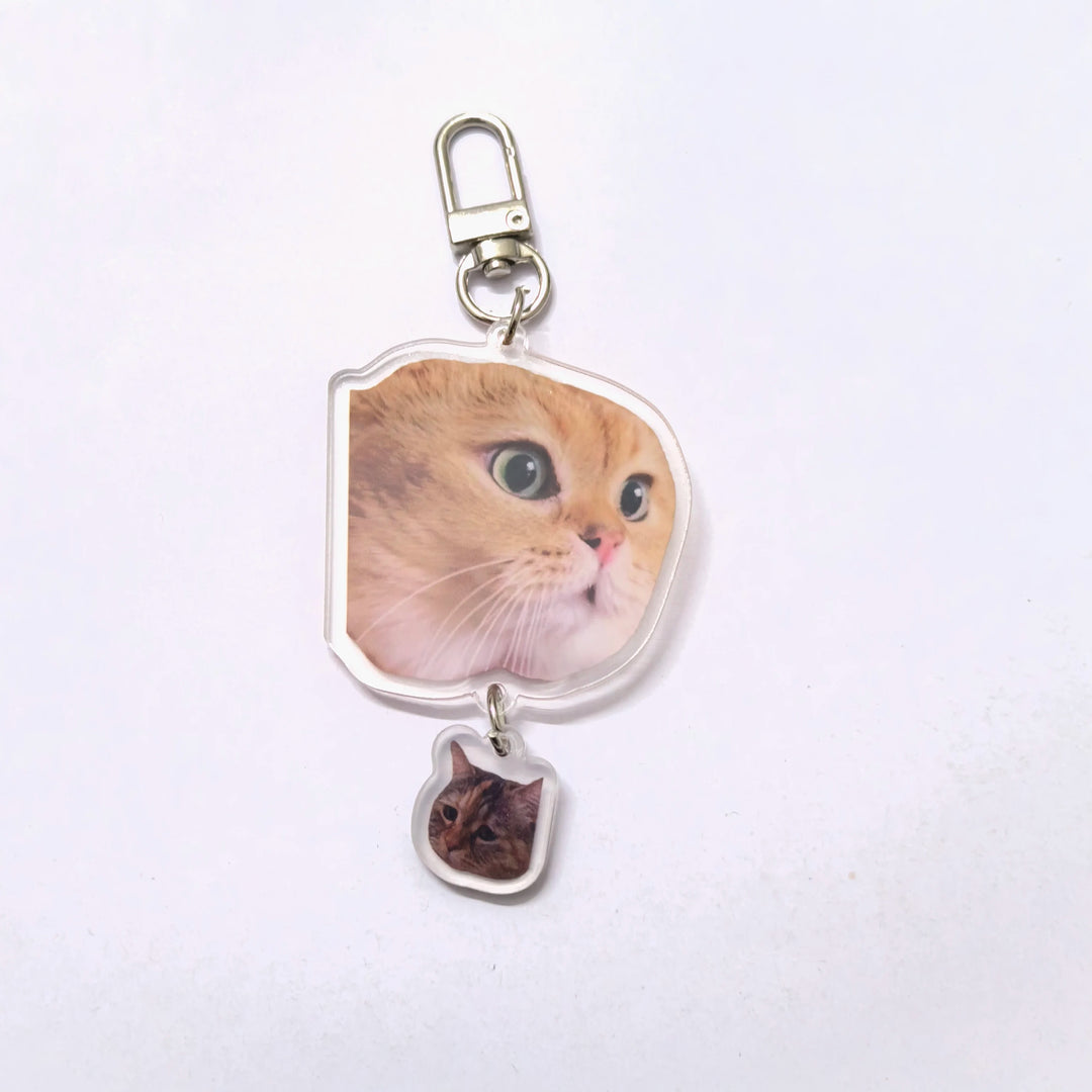 Women's Bag Pendant - Cute Two Cats Talking Meme Keychain Gift
