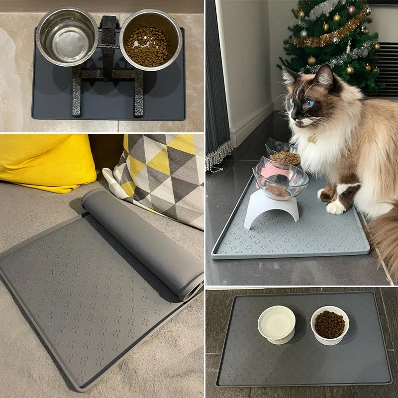 Waterproof Silicone Pet Placemat – Dog & Cat Feeding Bowl Mat