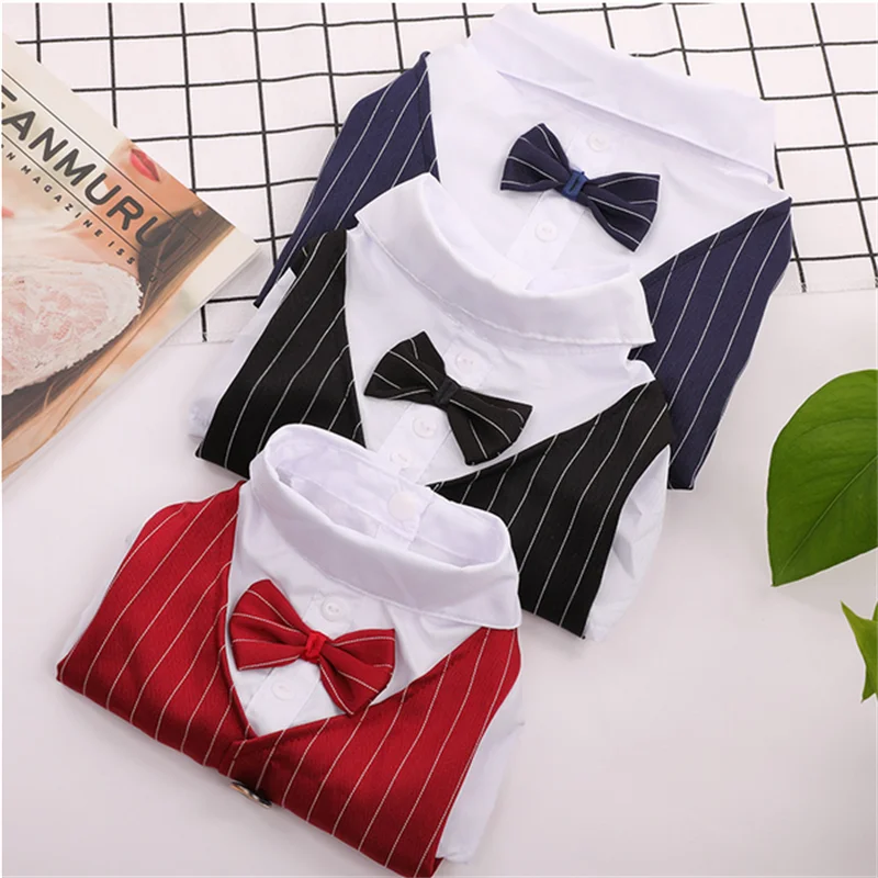 Pet Tuxedo Costume with Bow Tie - Dog Cat Wedding Party Outfit