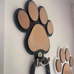 Load image into Gallery viewer, Paw Print Wooden Dog Leash Hanger - Wall Hook for Collars &amp; Coats
