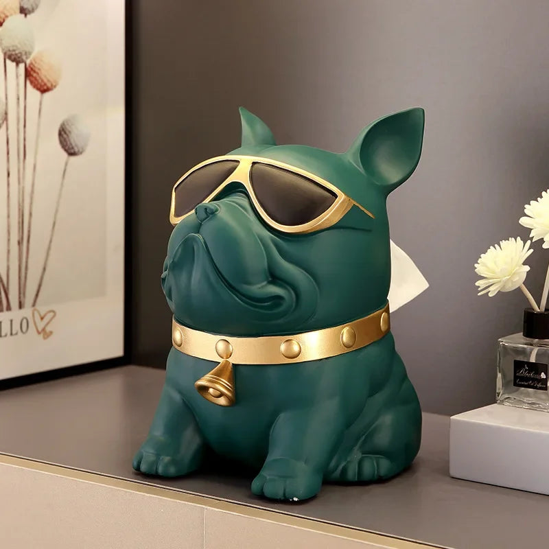 ERMAKOVA French Bulldog Tissue Box - Modern Luxury Dog Statue Ornament