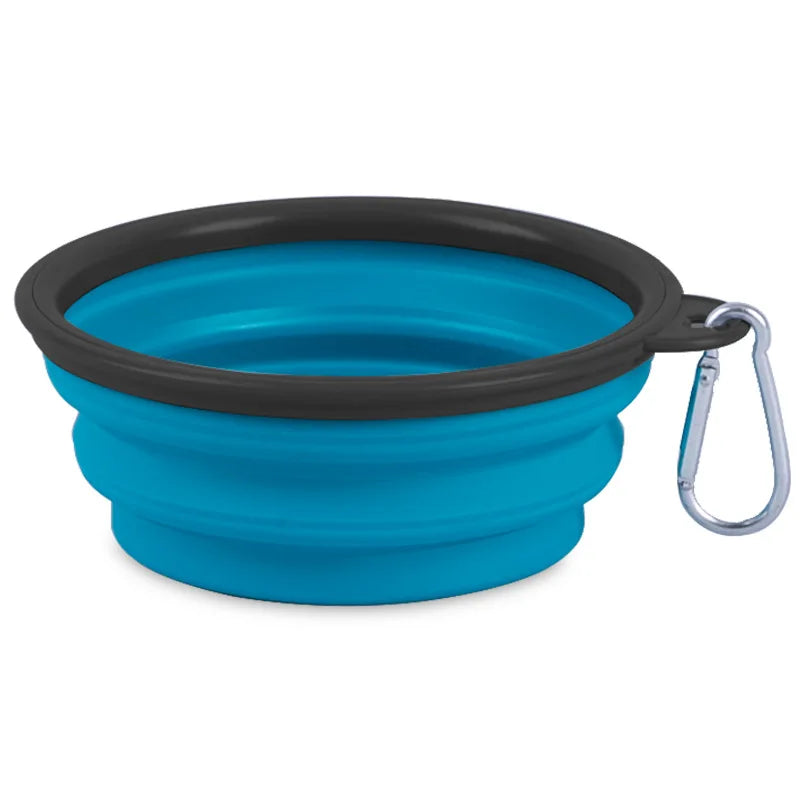 Collapsible Silicone Dog Food & Water Bowl – Portable Folding Pet Bowl with Carabiner