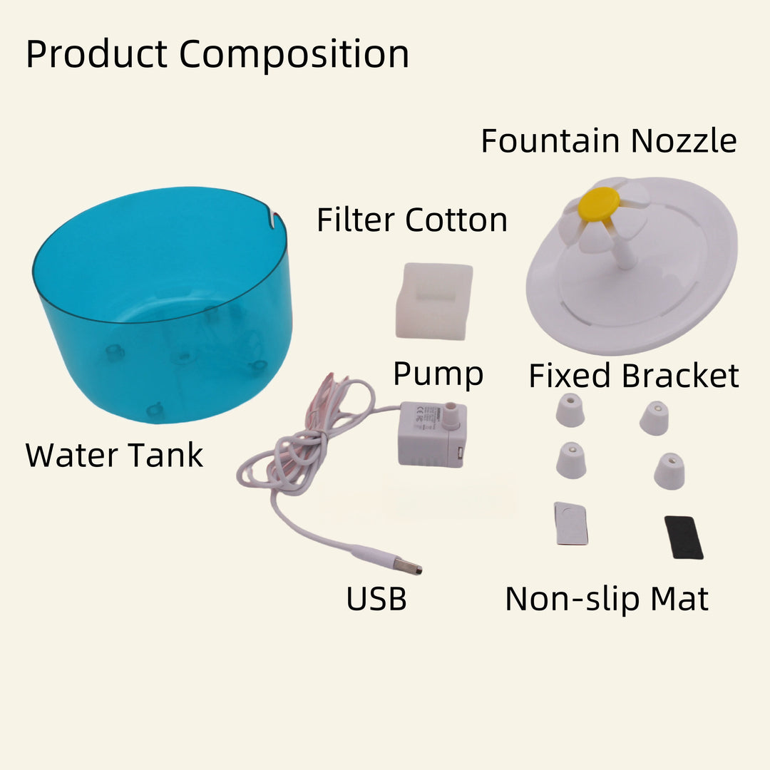 Cat Flower Water Dispenser - USB Silent Recirculating Pet Fountain