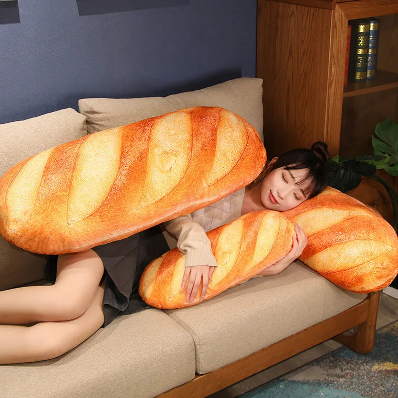 French Bread Plush Pillow - Stuffed Food Plushie Sleeping Companion