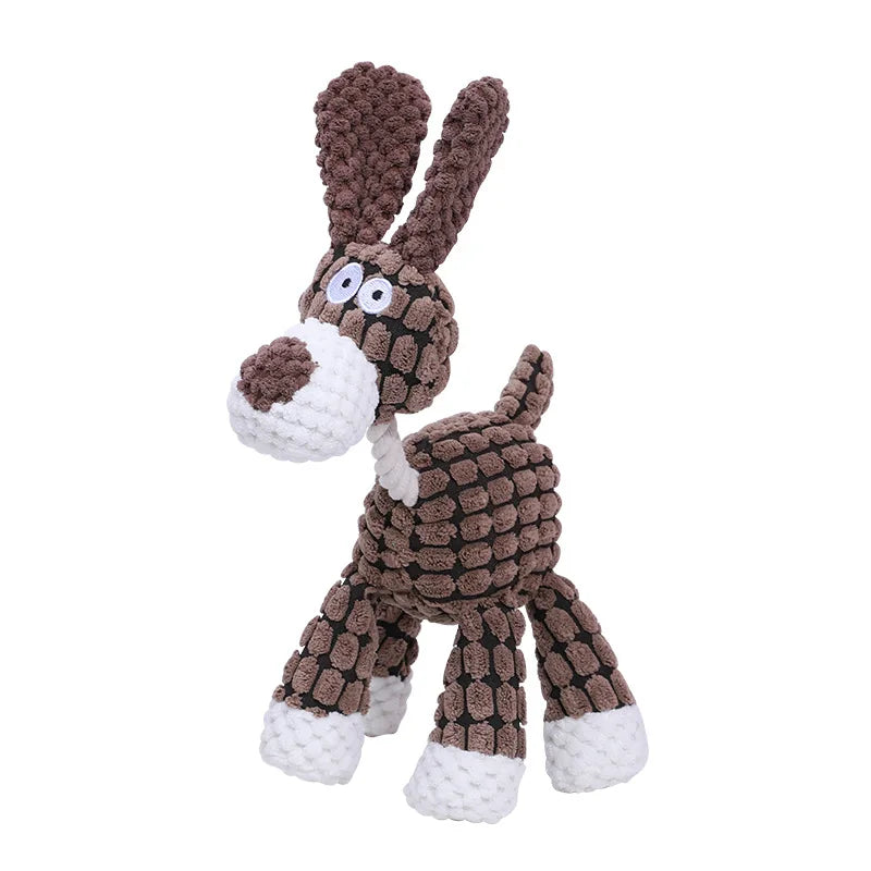 Durable Donkey-Shaped Plush Squeaky Dog Chew & Training Toy