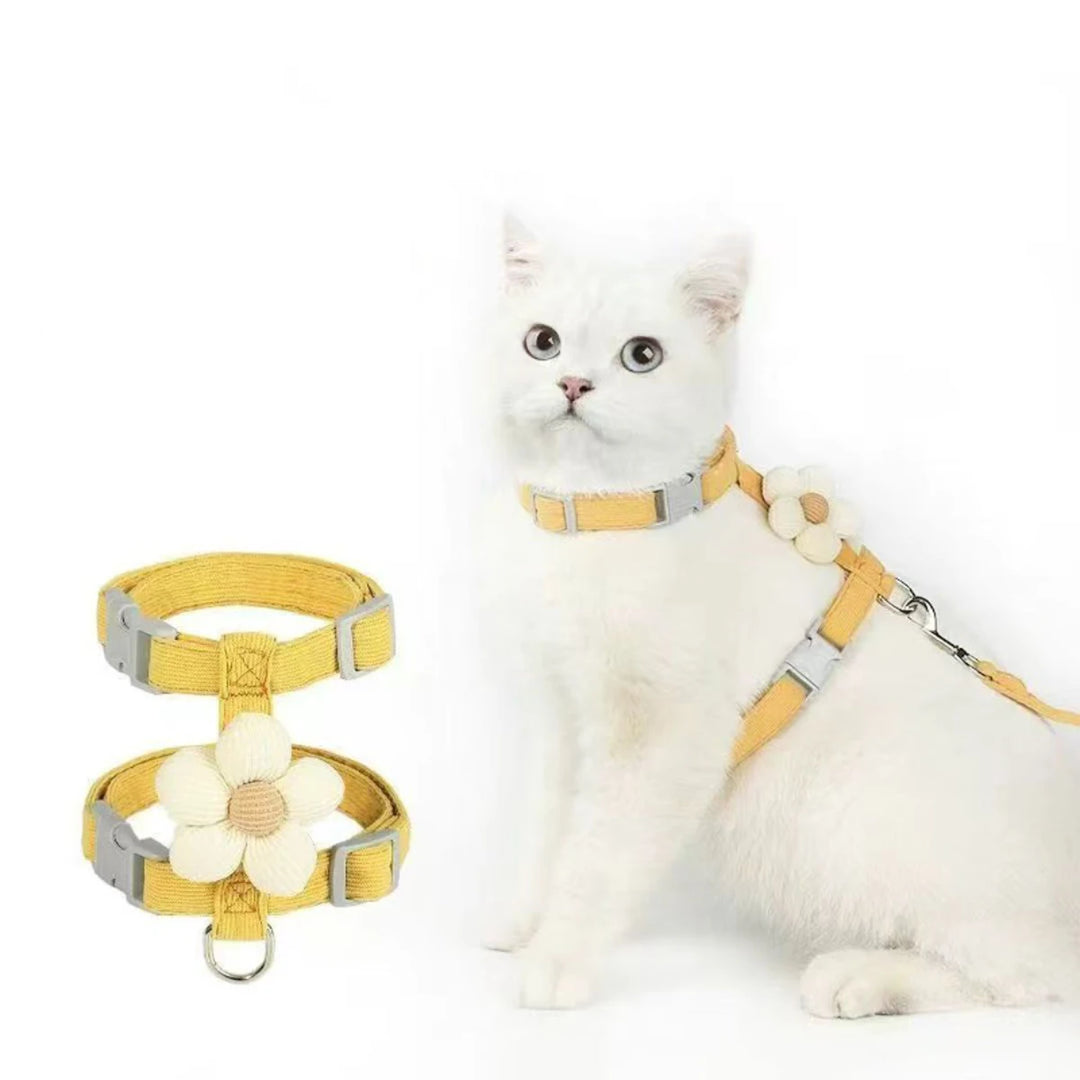 Cat& Dog Harness and Leash Set - Adjustable Breathable Pet Harness