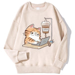 Load image into Gallery viewer, Work Cats Coffee Hoodie - Loose Comfortable Fleece Hoodie for Women Men
