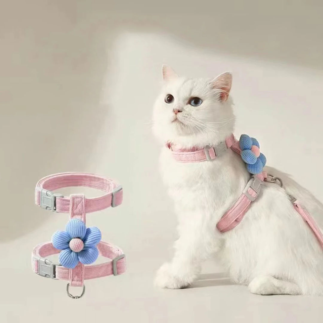 Cat& Dog Harness and Leash Set - Adjustable Breathable Pet Harness