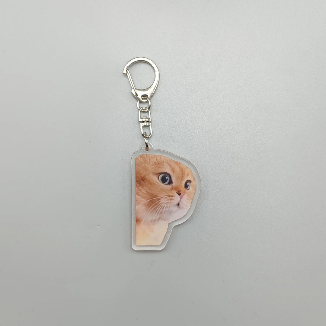Women's Bag Pendant - Cute Two Cats Talking Meme Keychain Gift
