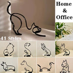 Load image into Gallery viewer, Dog Cat Minimalist Art Sculpture - Modern Metal Home Office Decor
